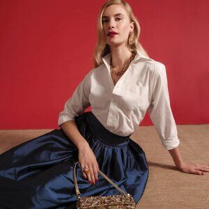 Frances Valentine Perfect Button Down Shirt White Poplin Small XO Cuff $198